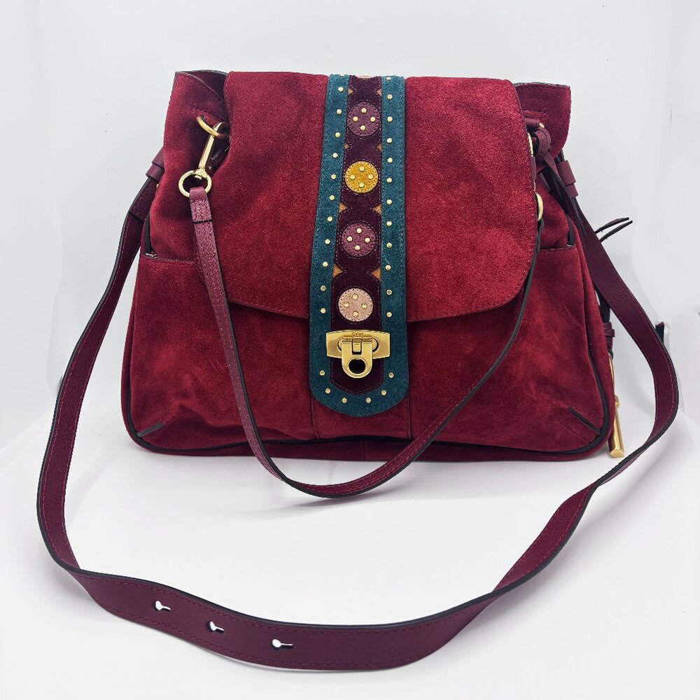 Chloé Lexa Red Suede Medium Women's Shoulder Bag Like New!